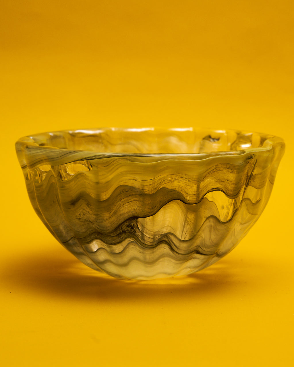 The Green Ribbed Glass Centrepiece Bowl