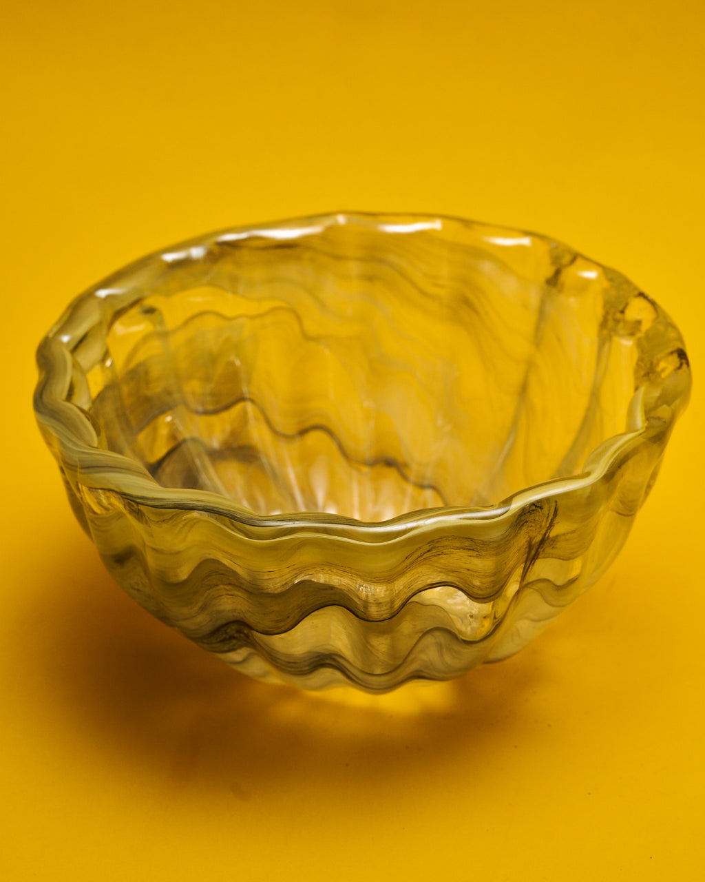 The Green Ribbed Glass Centrepiece Bowl